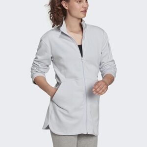 Adidas X Zoe Saldana Women S Light Blue Longline Primegreen Yoga Track Jacket